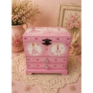 Ballerina Music Jewelry Box Pink 2 Drawers Velvet Lining 2015 Jakos